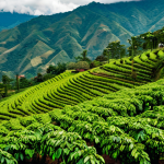 A Coffee Plantation in Colombia**

"A lush, green coffee plantation in the mountains of Antioquia, Colombia, fully clothed coffee farmers harvesting ripe cherries, vibrant landscape with rolling hills, traditional farm buildings visible in the distance, appropriate attire, safe for work, perfect anatomy, natural proportions, professional photography, high quality, family-friendly scene, showcasing the terroir of Colombian coffee."

**