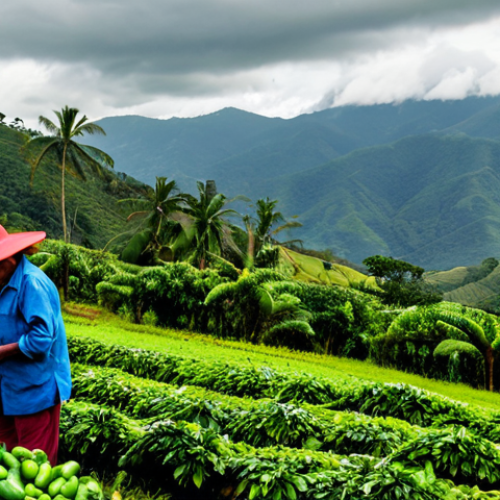 Colombia - Eje Cafetero Coffee Farm**

"A vibrant scene of a Colombian coffee farm in the Eje Cafetero region. Rolling green hills covered in coffee plants stretch into the distance under a bright, slightly overcast sky. A traditionally dressed Colombian farmer, fully clothed in practical, modest clothing, is carefully picking coffee cherries. In the background, a colorful farmhouse with a red tile roof nestles among the trees. Perfect anatomy, correct proportions, natural pose. Safe for work, appropriate content, fully clothed, professional photography, high quality, family-friendly scene."

**