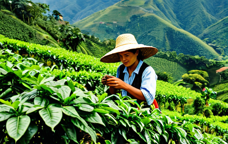 커피 원산지 투어의 인상적인 순간들 - Colombian Coffee Farm**

"A female coffee farmer in Antioquia, Colombia, fully clothed in traditiona...