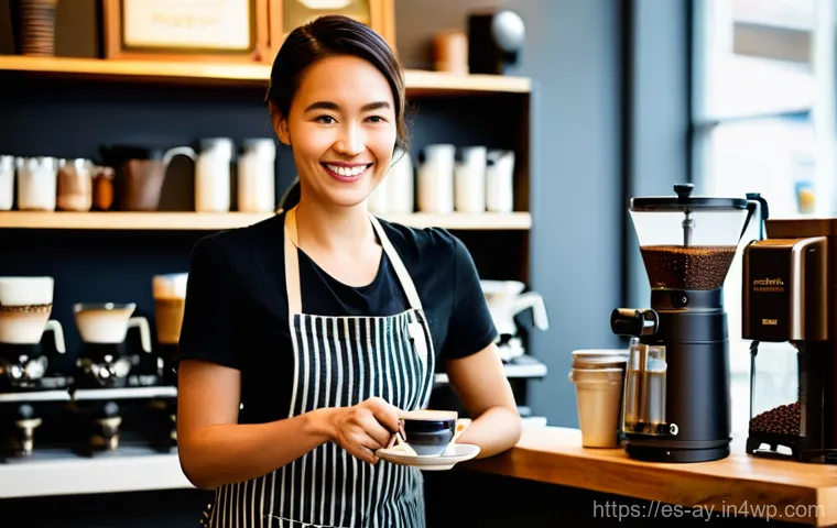 커피 원산지의 커피 관련 직업 소개 - **Prompt:** A focused male Q Grader, impeccably dressed in a clean, professional button-up shirt and...